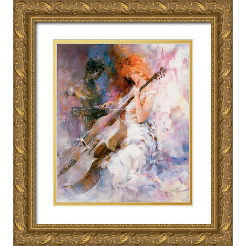 Musical moments Gold Ornate Wood Framed Art Print with Double Matting by Haenraets, Willem