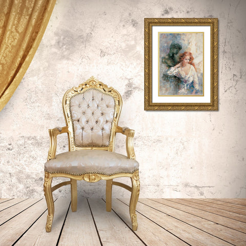 A serene stature Gold Ornate Wood Framed Art Print with Double Matting by Haenraets, Willem