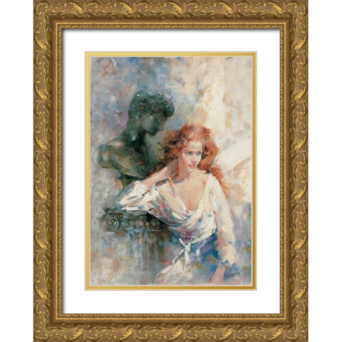 A serene stature Gold Ornate Wood Framed Art Print with Double Matting by Haenraets, Willem