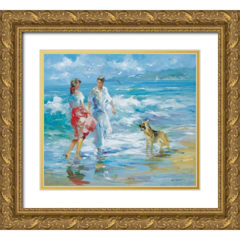 Happy family I Gold Ornate Wood Framed Art Print with Double Matting by Haenraets, Willem