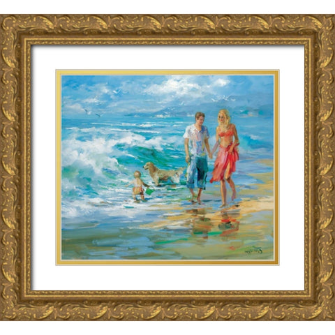 Happy family II Gold Ornate Wood Framed Art Print with Double Matting by Haenraets, Willem
