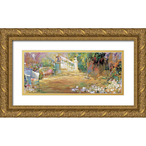 Romantic court Gold Ornate Wood Framed Art Print with Double Matting by Haenraets, Willem