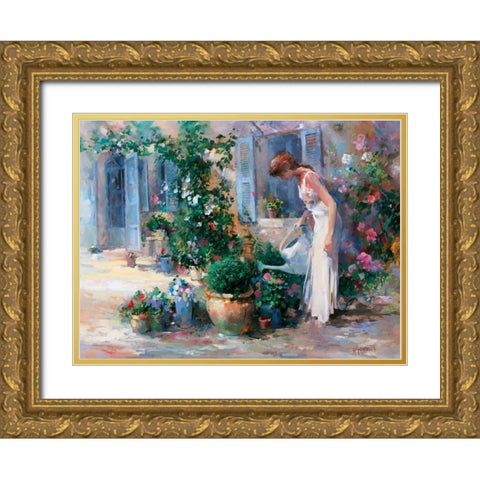 Romantico tres Gold Ornate Wood Framed Art Print with Double Matting by Haenraets, Willem