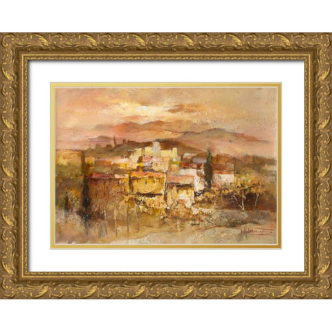 Italian village I Gold Ornate Wood Framed Art Print with Double Matting by Haenraets, Willem