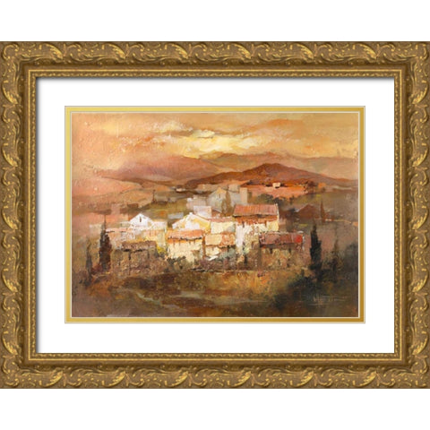Italian village II Gold Ornate Wood Framed Art Print with Double Matting by Haenraets, Willem