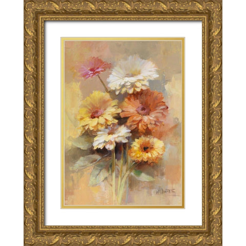 Floral bouquet I Gold Ornate Wood Framed Art Print with Double Matting by Haenraets, Willem