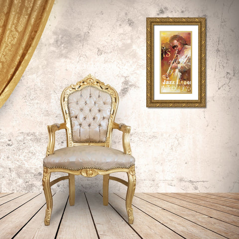 Jazz 3 Gold Ornate Wood Framed Art Print with Double Matting by Haenraets, Willem