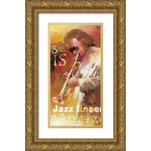 Jazz 3 Gold Ornate Wood Framed Art Print with Double Matting by Haenraets, Willem