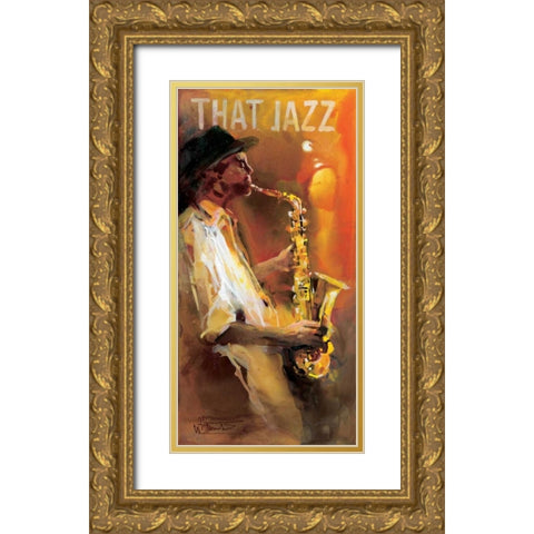 Jazz 4 Gold Ornate Wood Framed Art Print with Double Matting by Haenraets, Willem