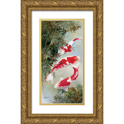 Koi 1 Gold Ornate Wood Framed Art Print with Double Matting by Haenraets, Willem