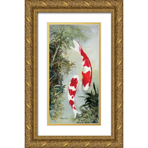 Koi 2 Gold Ornate Wood Framed Art Print with Double Matting by Haenraets, Willem