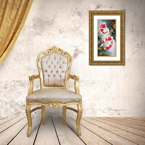 Koi 3 Gold Ornate Wood Framed Art Print with Double Matting by Haenraets, Willem