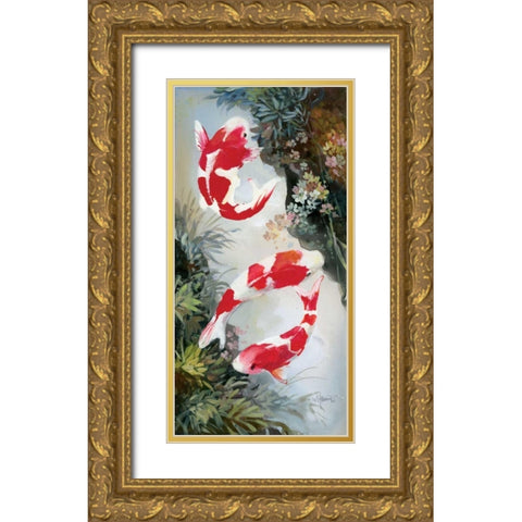 Koi 3 Gold Ornate Wood Framed Art Print with Double Matting by Haenraets, Willem