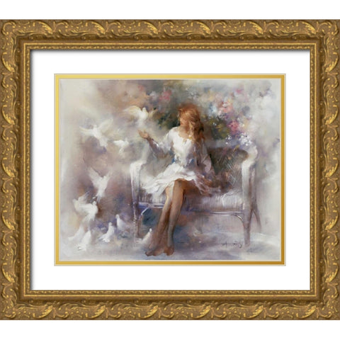 White dreams Gold Ornate Wood Framed Art Print with Double Matting by Haenraets, Willem