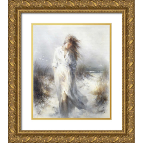 Dreamy Gold Ornate Wood Framed Art Print with Double Matting by Haenraets, Willem