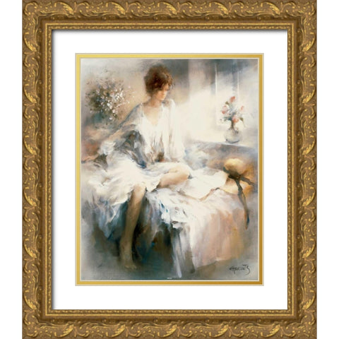 Meditation Gold Ornate Wood Framed Art Print with Double Matting by Haenraets, Willem