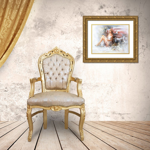 Relax Gold Ornate Wood Framed Art Print with Double Matting by Haenraets, Willem