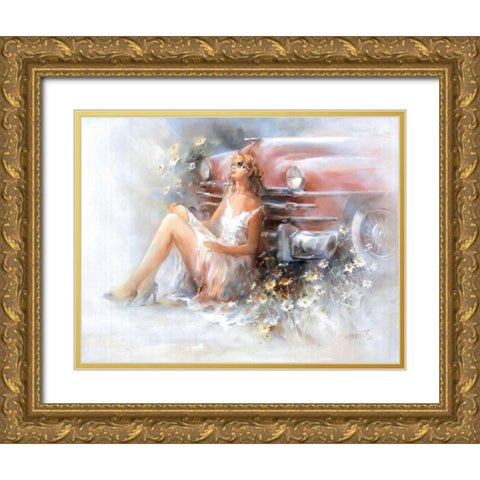 Relax Gold Ornate Wood Framed Art Print with Double Matting by Haenraets, Willem