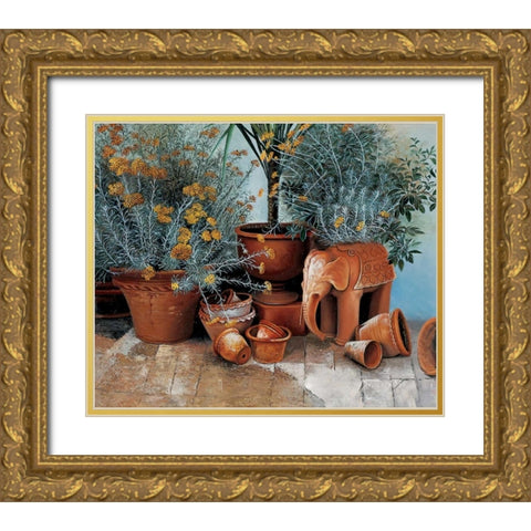 Terra cotta Gold Ornate Wood Framed Art Print with Double Matting by Roelofs, Wouter