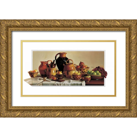 Back to history Gold Ornate Wood Framed Art Print with Double Matting by Roelofs, Wouter