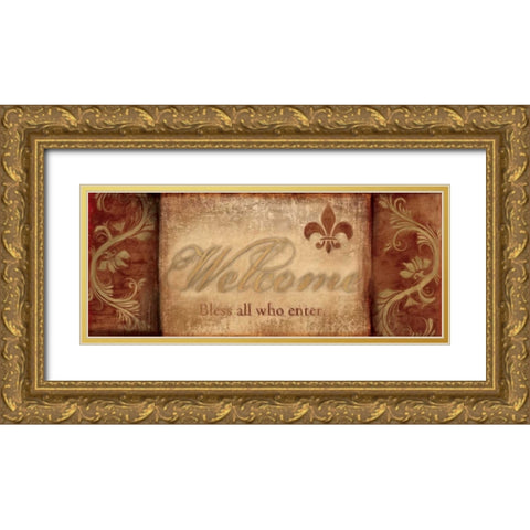 WARM GREETINGS I Gold Ornate Wood Framed Art Print with Double Matting by Artique Studio