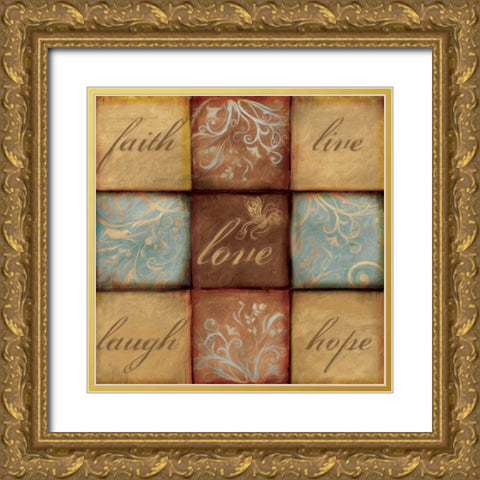 WORDS OF INSPIRATION LOVE Gold Ornate Wood Framed Art Print with Double Matting by Artique Studio