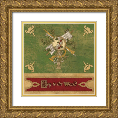 JOY TO THE WORLD Gold Ornate Wood Framed Art Print with Double Matting by Artique Studio