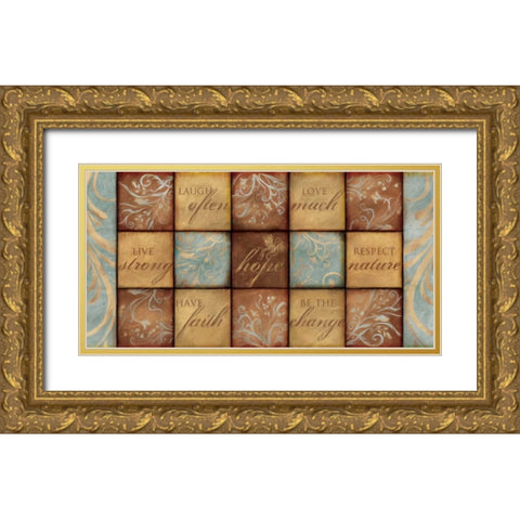 WORDS OF INSPIRATION Gold Ornate Wood Framed Art Print with Double Matting by Artique Studio