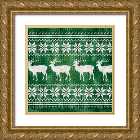 GREEN NORDIC SWEATER I Gold Ornate Wood Framed Art Print with Double Matting by Artique Studio