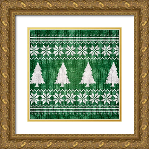 GREEN NORDIC SWEATER II Gold Ornate Wood Framed Art Print with Double Matting by Artique Studio