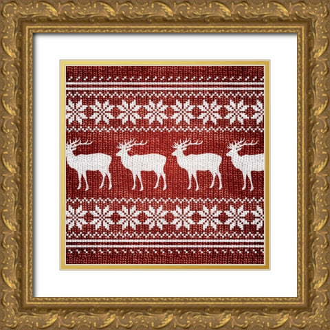 RED NORDIC SWEATER I Gold Ornate Wood Framed Art Print with Double Matting by Artique Studio