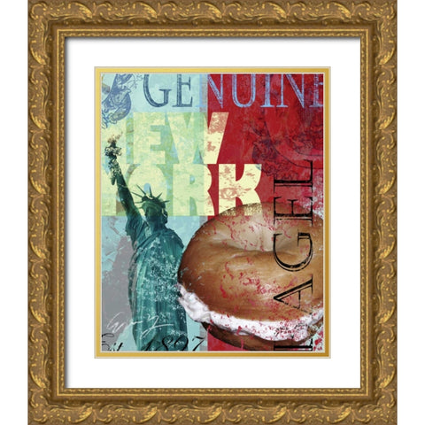 NEW YORK BAGEL Gold Ornate Wood Framed Art Print with Double Matting by Yang, Eric
