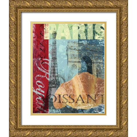PARIS CROISSANT Gold Ornate Wood Framed Art Print with Double Matting by Yang, Eric