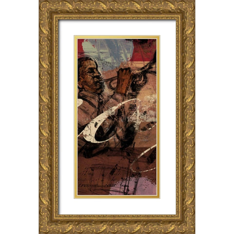 JAZZ PANEL 2 Gold Ornate Wood Framed Art Print with Double Matting by Yang, Eric