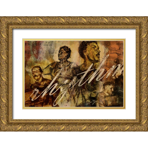 RHYTHM Gold Ornate Wood Framed Art Print with Double Matting by Yang, Eric