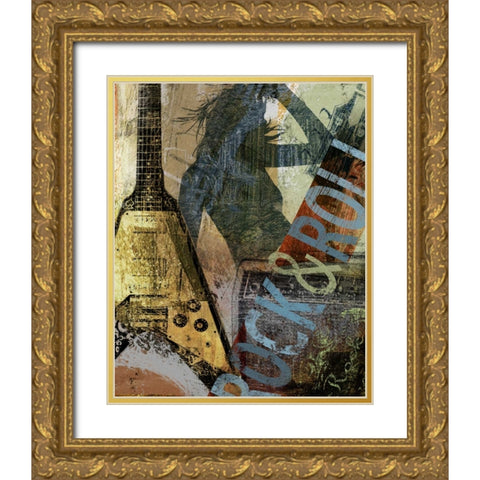 ROCK and ROLL Gold Ornate Wood Framed Art Print with Double Matting by Yang, Eric