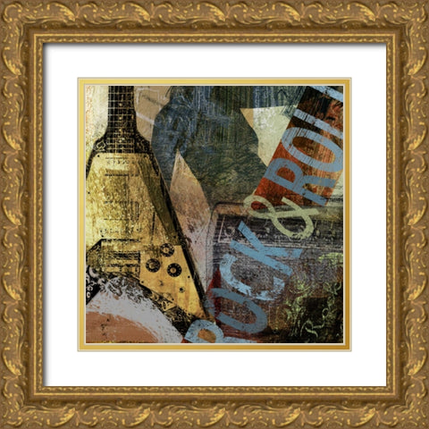 ROCK and ROLL Gold Ornate Wood Framed Art Print with Double Matting by Yang, Eric