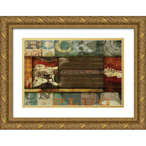 ROCK GUITAR Gold Ornate Wood Framed Art Print with Double Matting by Yang, Eric