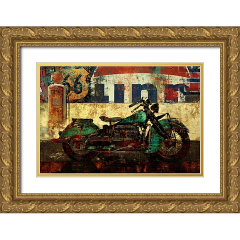 BIKE ROUTE 66 I Gold Ornate Wood Framed Art Print with Double Matting by Yang, Eric