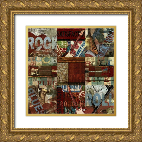 ROCK and ROLL 9-PATCH Gold Ornate Wood Framed Art Print with Double Matting by Yang, Eric