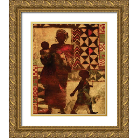 MOTHER and CHILDREN Gold Ornate Wood Framed Art Print with Double Matting by Yang, Eric