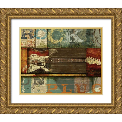 ROCK Gold Ornate Wood Framed Art Print with Double Matting by Yang, Eric