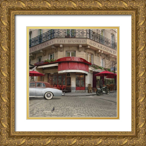 LOVE MAKES THE WORLD GO AROUND Gold Ornate Wood Framed Art Print with Double Matting by Yang, Eric