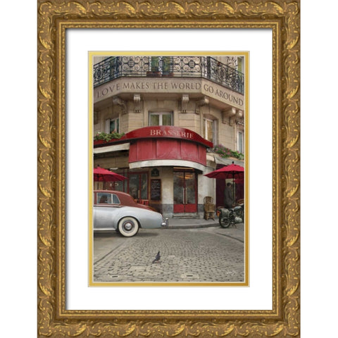 LOVE MAKES THE WORLD GO AROUND Gold Ornate Wood Framed Art Print with Double Matting by Yang, Eric