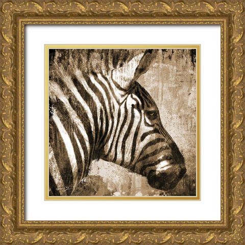 AFRICAN ANIMALS II - sepia Gold Ornate Wood Framed Art Print with Double Matting by Yang, Eric