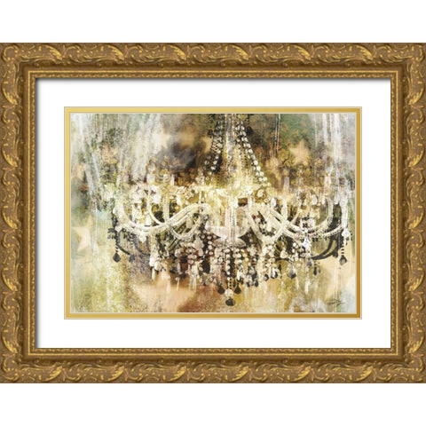 VINTAGE CRYSTAL CHANDELIER Gold Ornate Wood Framed Art Print with Double Matting by Yang, Eric