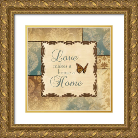 LOVE HOME Gold Ornate Wood Framed Art Print with Double Matting by Ballantyne, Piper