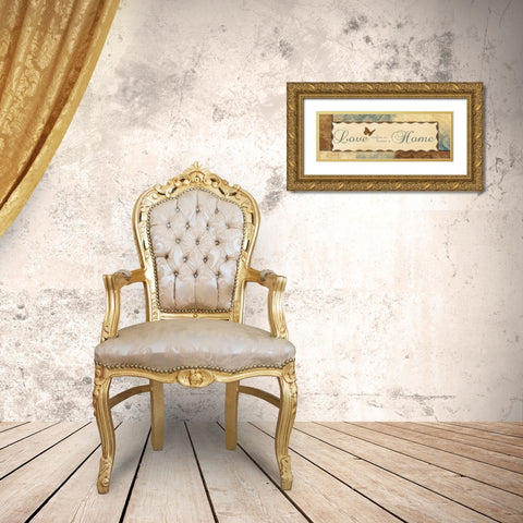 LOVE MAKES A HOUSE A HOME Gold Ornate Wood Framed Art Print with Double Matting by Ballantyne, Piper