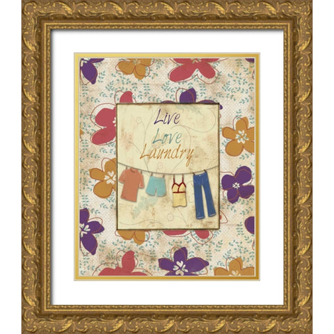 LIVE LOVE 61 Gold Ornate Wood Framed Art Print with Double Matting by Ballantyne, Piper