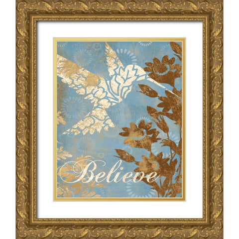 BELIEVE SILHOUETTE Gold Ornate Wood Framed Art Print with Double Matting by Ballantyne, Piper